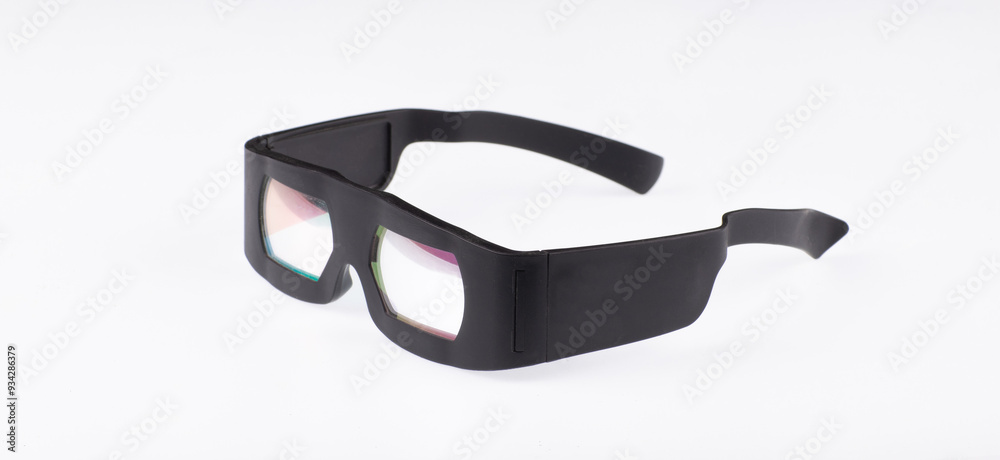 black glasses for 3D movies isolated on white background black glasses for 3D movies isolated on white background