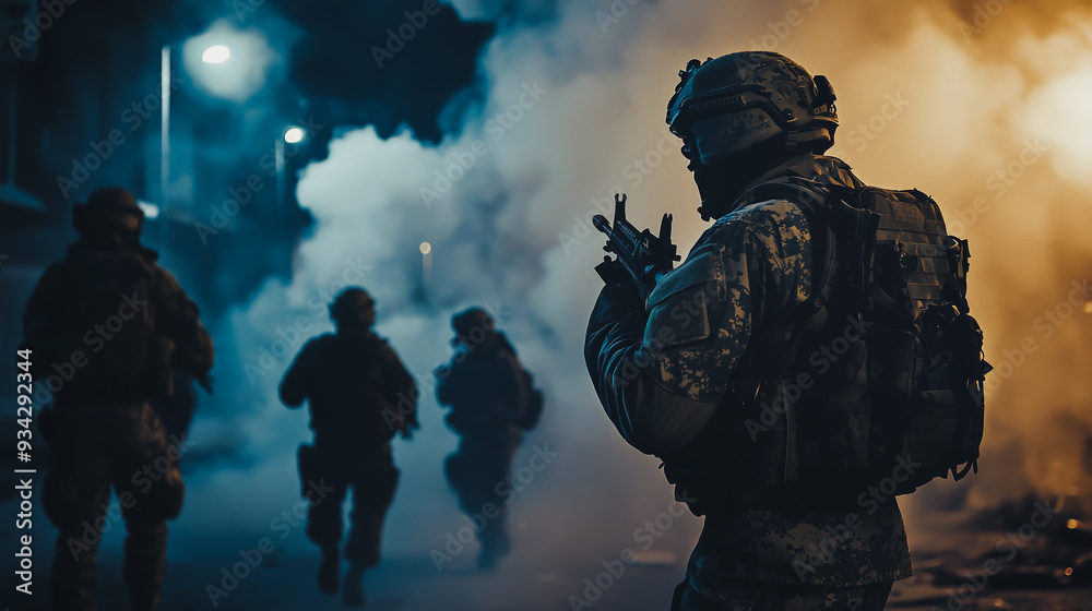 Special Forces Soldiers in Combat Gear During a Night Operation
Special Forces Soldiers in Combat Gear During a Night Operation