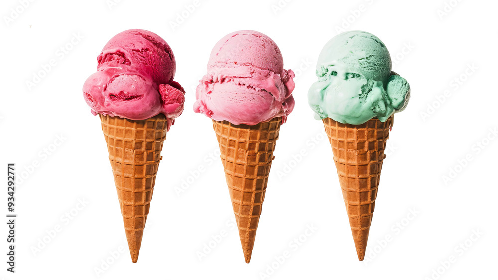 Set of ice cream cones isolated on transparent background Set of ice cream cones isolated on transparent background