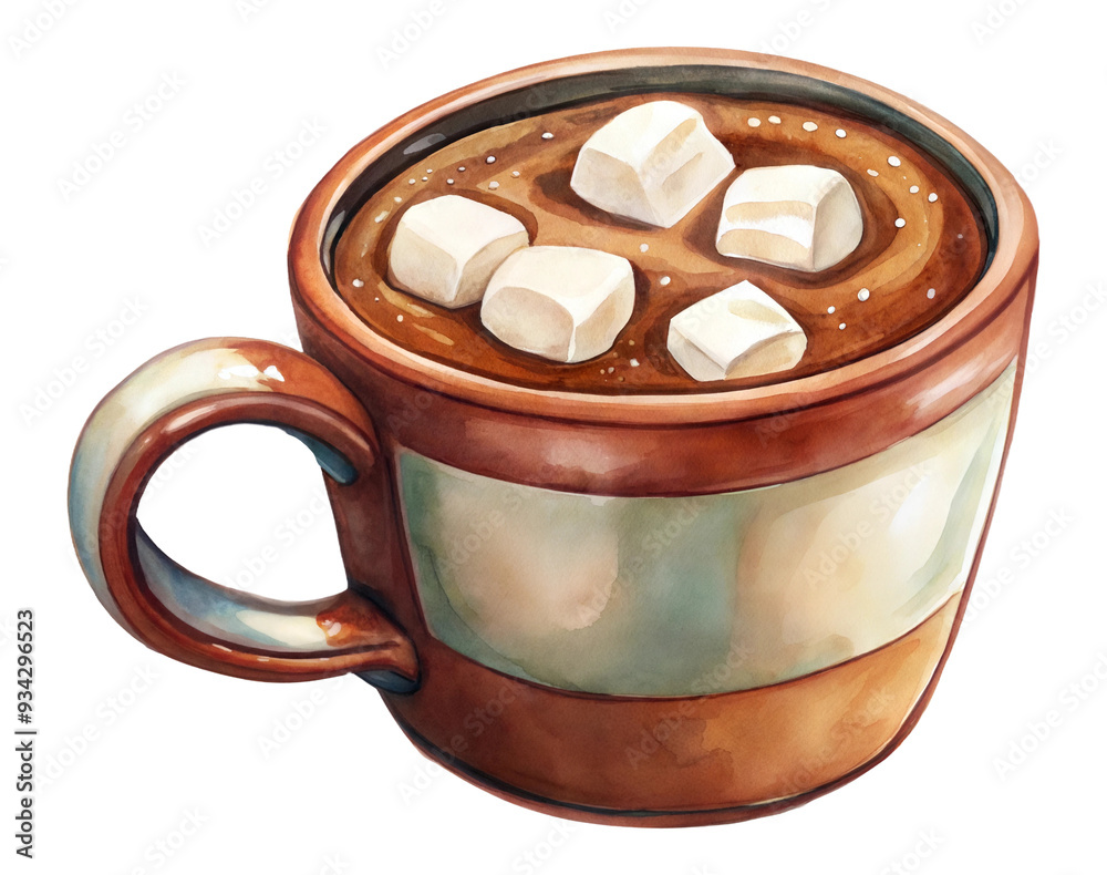 Warm cup of hot chocolate topped with marshmallows, featuring a cozy design and inviting colors ideal for chilly winter evenings spent indoors isolated on transparent background Warm cup of hot chocolate topped with marshmallows, featuring a cozy design and inviting colors ideal for chilly winter evenings spent indoors isolated on transparent background