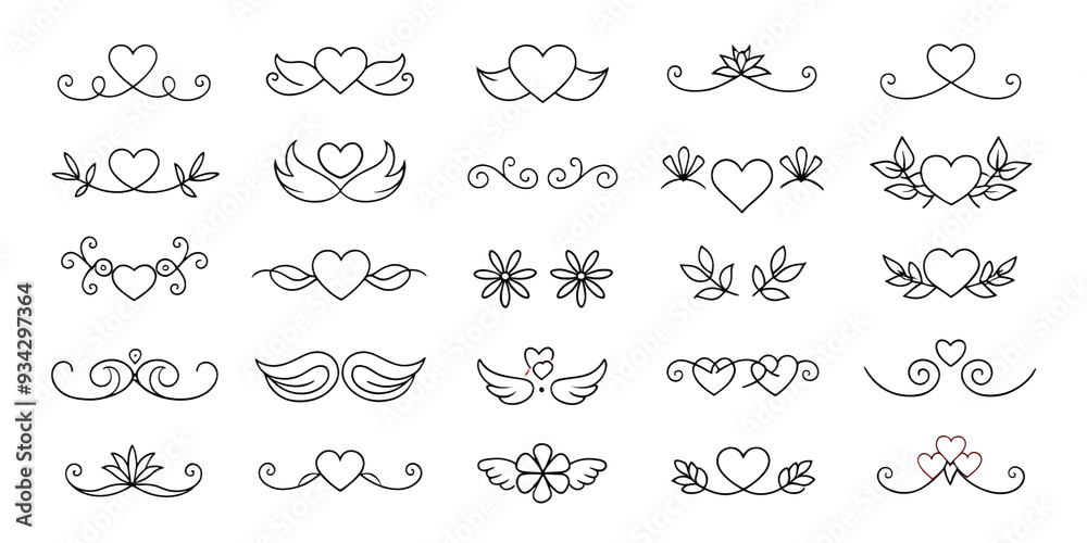 elements Pack of set of linear hearts, patterns for diaries, notebooks, albums, stickers, design ideas on transparent background, brushes PNG transparent background elements Pack of set of linear hearts, patterns for diaries, notebooks, albums, stickers, design ideas on transparent background, brushes PNG transparent background