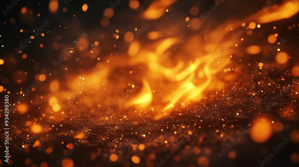 Obraz premium A dynamic, fiery background with glowing sparks and flames.