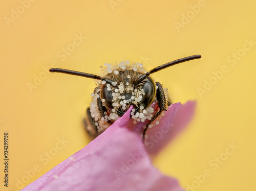 mit Pollen bedeckte Wildbiene photo