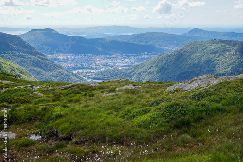 View of Bergen, Norway from the mountains