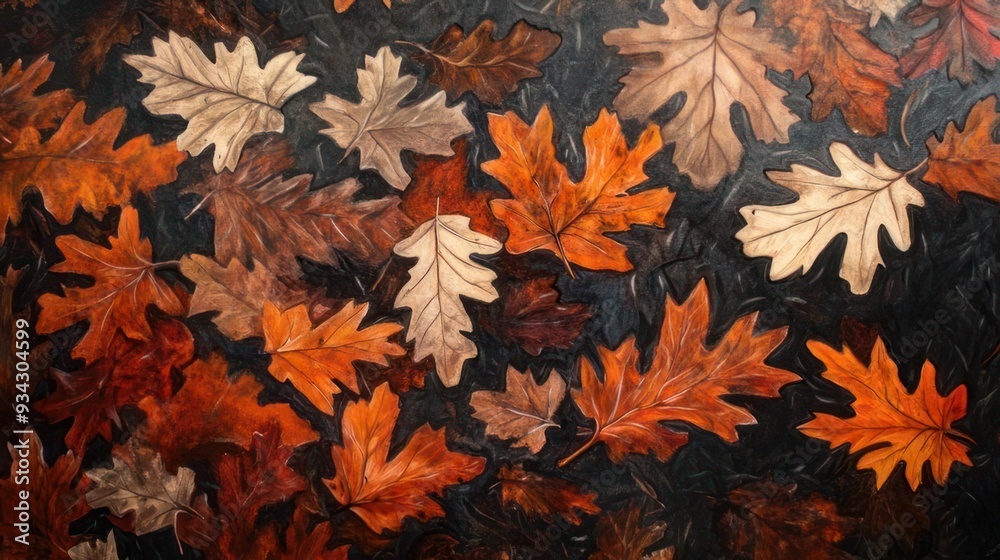 Autumn Leaves on a Dark Background Autumn Leaves on a Dark Background