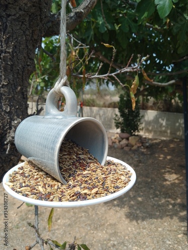 Handmade Cup and Saucer Bird Feeder