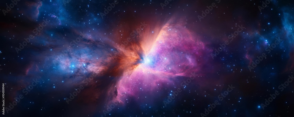 Bright cosmic dust clouds surrounding a distant quasar, space background, cosmic energy photography Bright cosmic dust clouds surrounding a distant quasar, space background, cosmic energy photography
