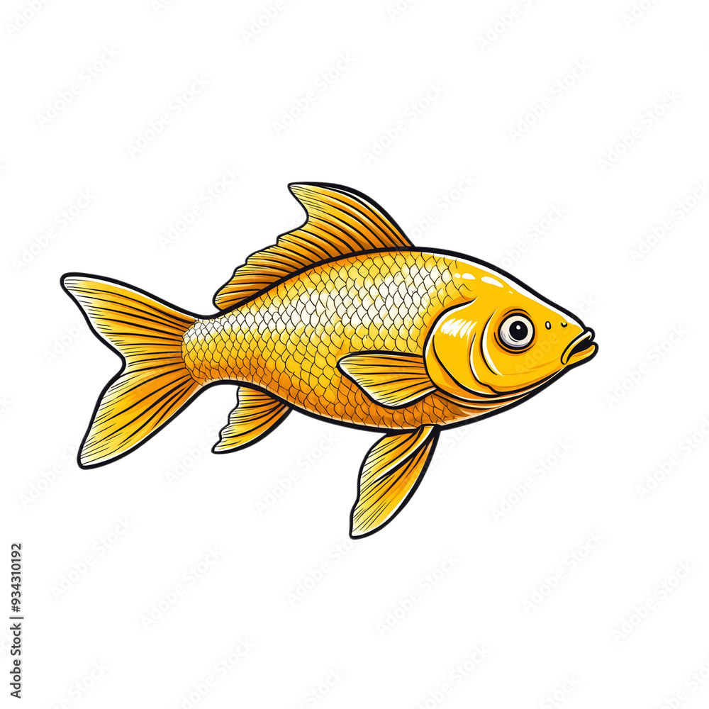 Golden carp fish with smooth scales and flowing fins isolated on transparent background Golden carp fish with smooth scales and flowing fins isolated on transparent background