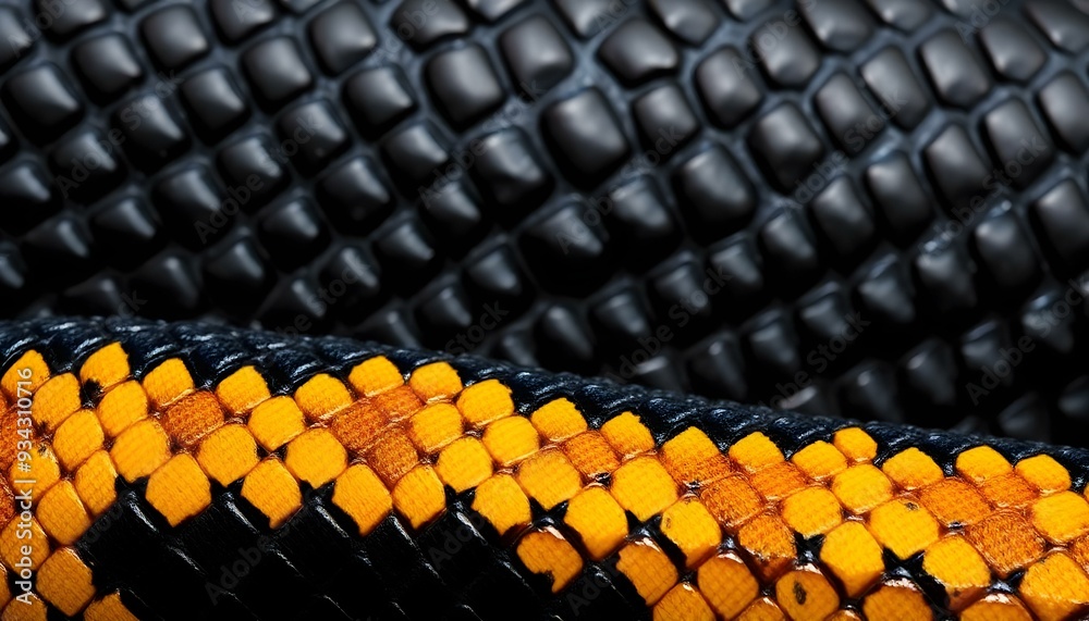 Fototapeta premium Closeup of dark black and golden snake skin texture