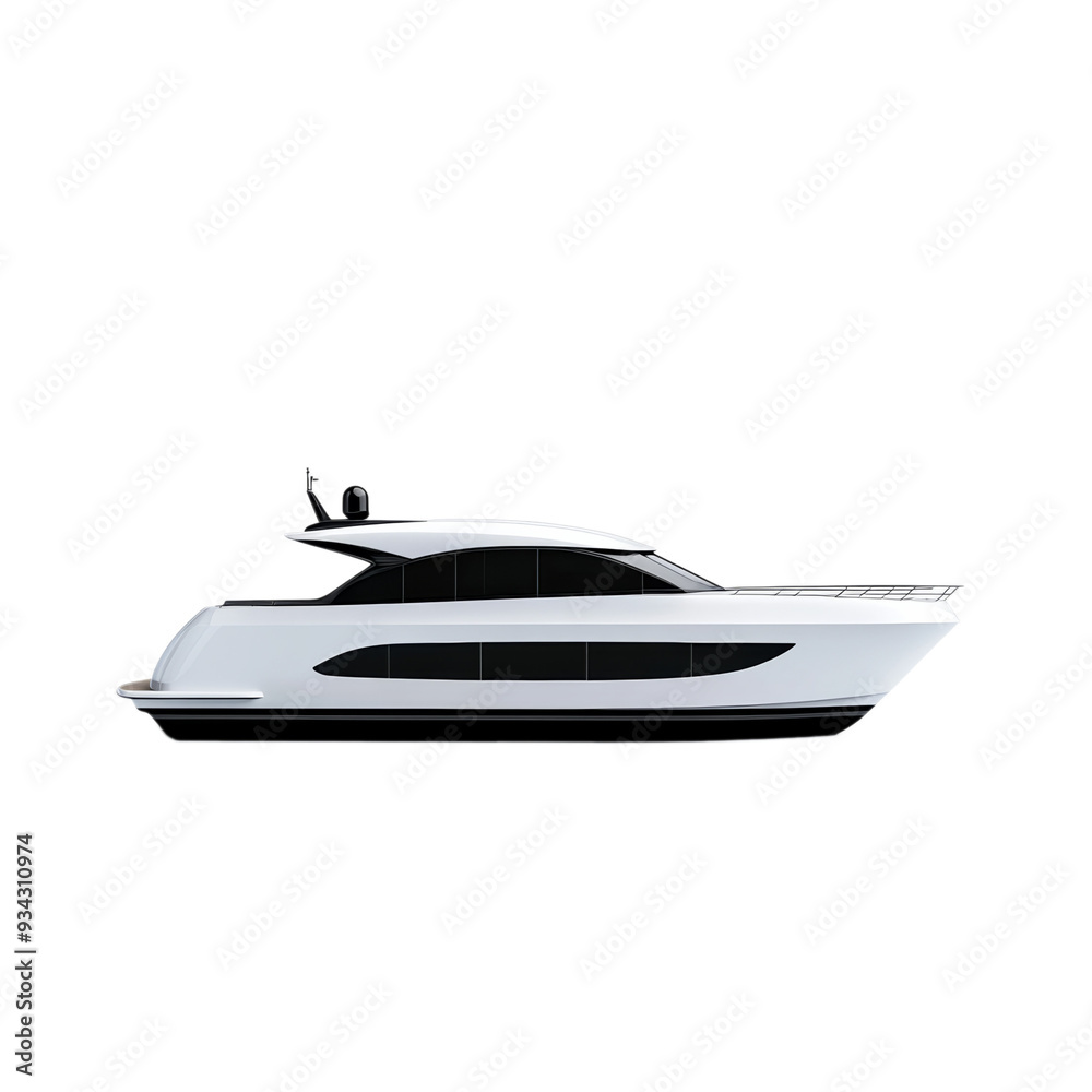 Naklejka premium Minimal yacht side view curved hull modern clean structure isolated on transparent background 