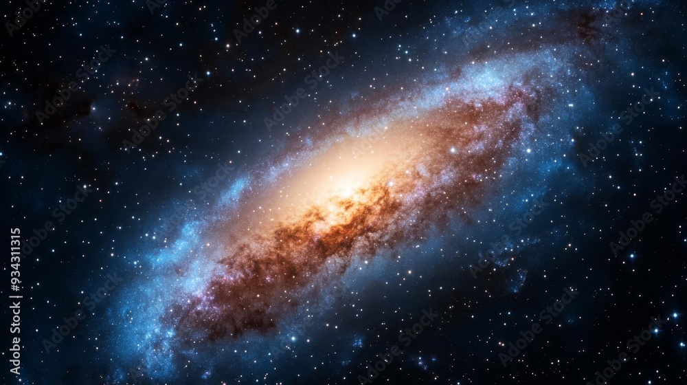 Fototapeta premium Cosmic dust drifting through a starry galaxy, creating ethereal patterns, galactic background, space photography