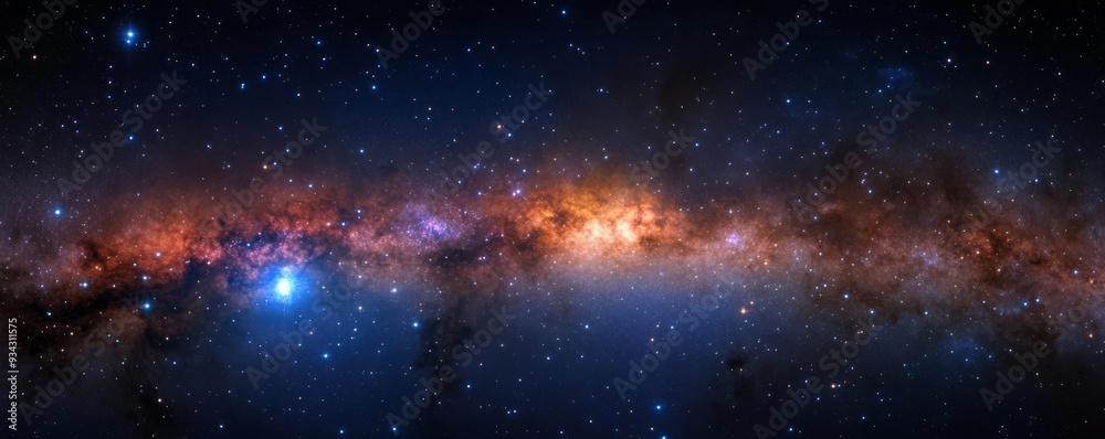 Obraz premium Cosmic dust drifting through the Orion Arm of the Milky Way, galactic background, deep space imagery