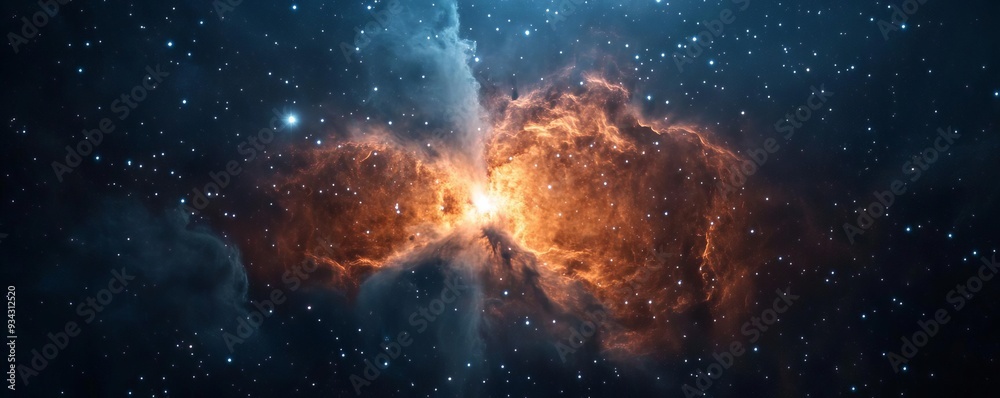 Fototapeta premium Cosmic dust illuminated by a nearby supernova, creating intricate patterns in space, supernova background, cosmic dust focus