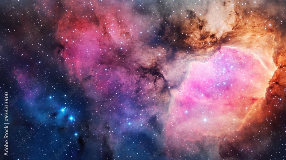 Obraz premium Detailed view of the North America Nebula with cosmic dust and star clusters, nebula background, space photography