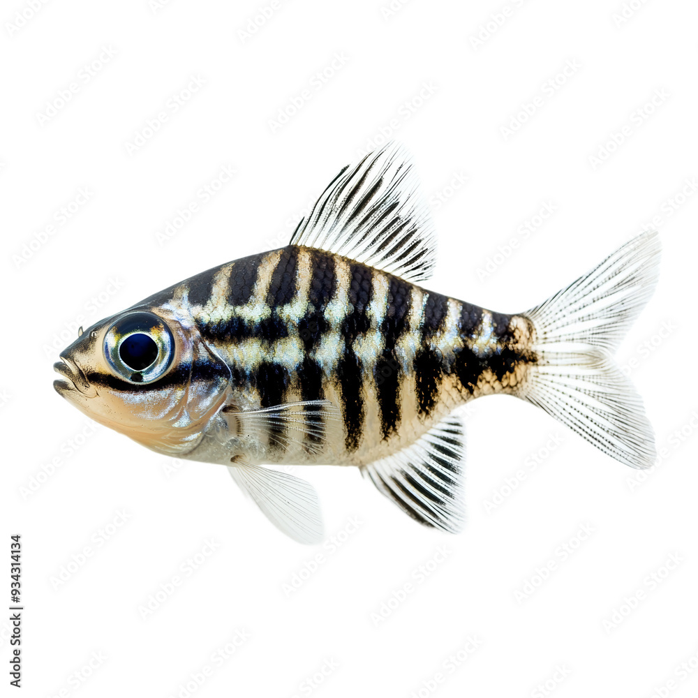 Striped zebra danio fish with transparent fins isolated on transparent background Striped zebra danio fish with transparent fins isolated on transparent background