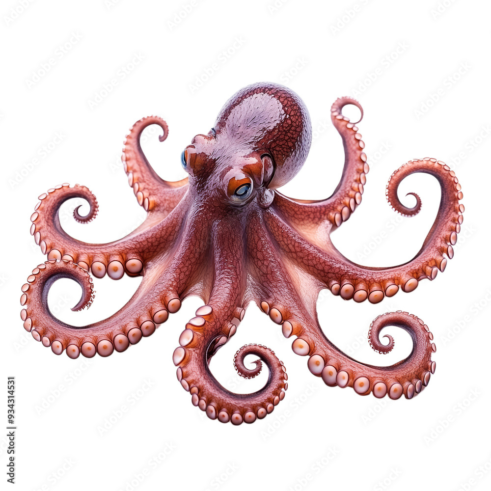 Obraz premium Swirling octopus with outstretched tentacles in dynamic motion isolated on a transparent background 
