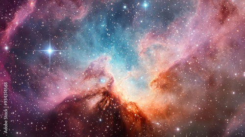 The Carina Nebula with dense cosmic dust and glowing star formations, nebula background, deep space imagery photo