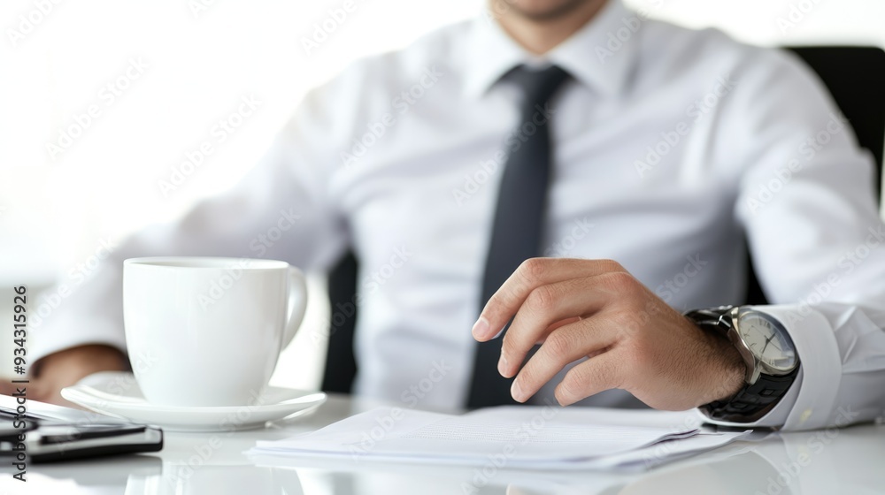 A businessman engaged in a meeting with a client, showcasing professionalism and attention A businessman engaged in a meeting with a client, showcasing professionalism and attention