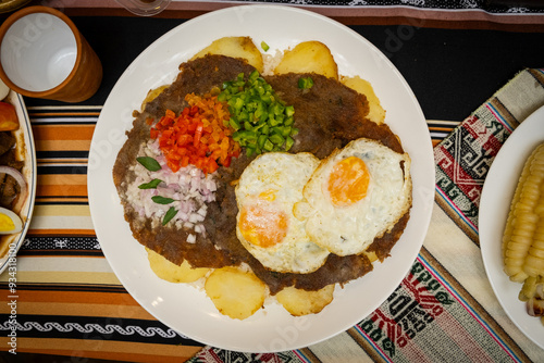traditional bolivian food from cochabamba called silpancho with egg - traditional food concept