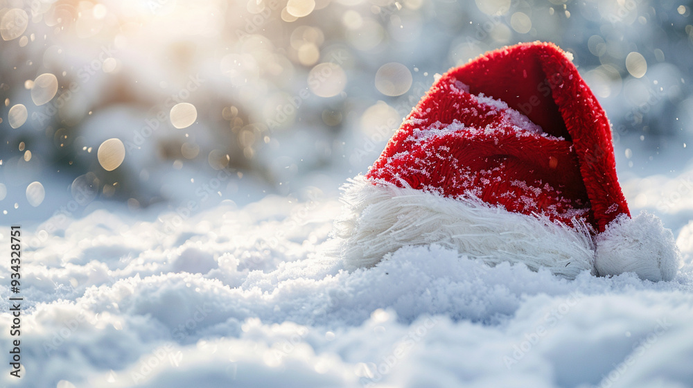 Soft Snow Christmas Santa Hat on White Background - High-Quality Festive Image. Soft Snow Christmas Santa Hat on White Background - High-Quality Festive Image.