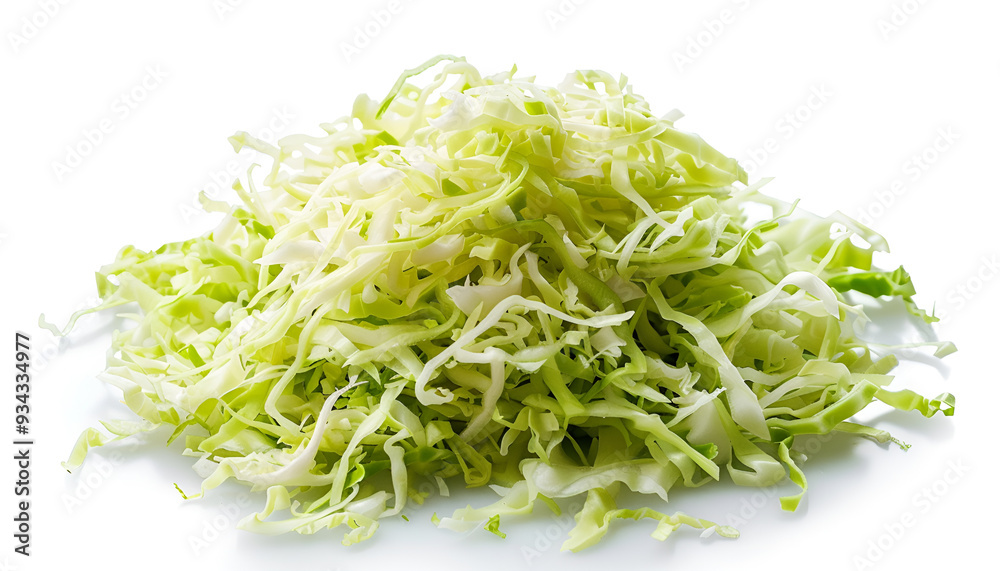 Pile of shredded fresh Chinese cabbage isolated on white, top view. Pile of shredded fresh Chinese cabbage isolated on white, top view.