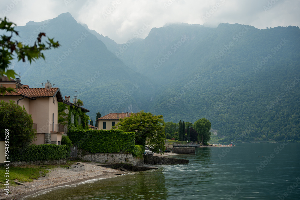 Fototapeta premium Borbino, Italy - June 08, 2024: A small village at Como lake.