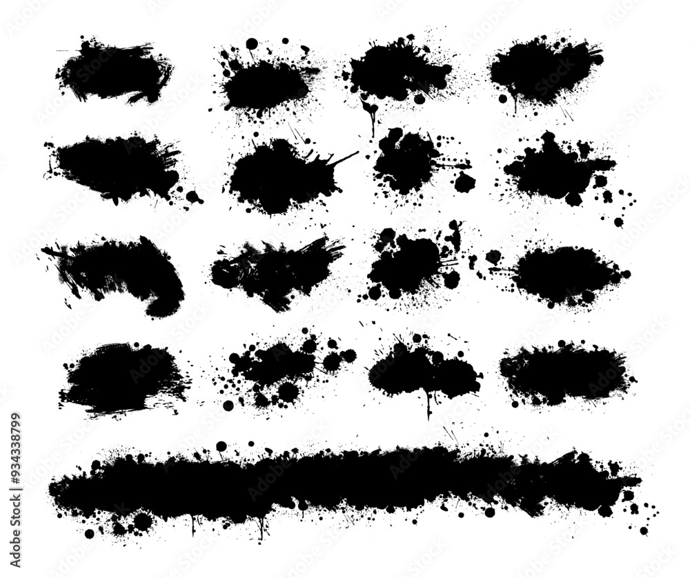 Black brush stroke set isolated on background. Paint brush stroke for ink paint, grunge design element, dirt banner, watercolor design, dirty texture. Trendy brush stroke. hand drawn. Not AI, Vector. Black brush stroke set isolated on background. Paint brush stroke for ink paint, grunge design element, dirt banner, watercolor design, dirty texture. Trendy brush stroke. hand drawn. Not AI, Vector.