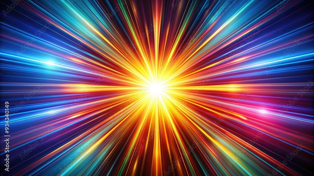 Vibrant colorful rays burst outward from a central point, radiating energy and warmth, evoking a sense of dynamism and explosive creativity in a stylized abstract design. Vibrant colorful rays burst outward from a central point, radiating energy and warmth, evoking a sense of dynamism and explosive creativity in a stylized abstract design.