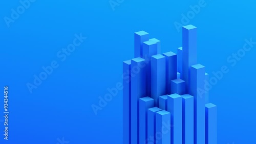 Abstract animation, blue geometric background design with moving blocks, 4k looping video, 3d render photo