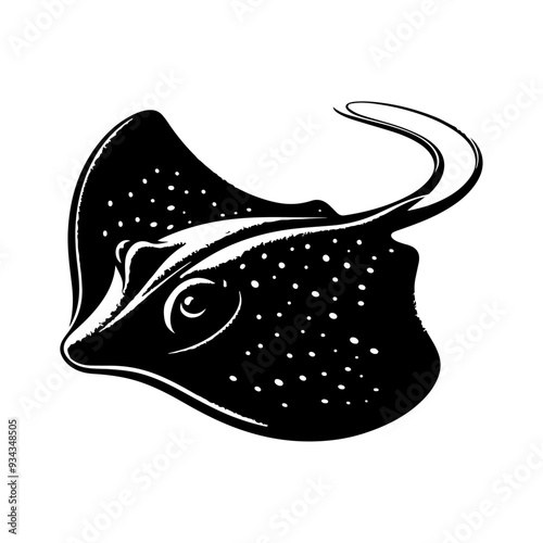 A Stingray silhouette, vector black color silhouette solid white background