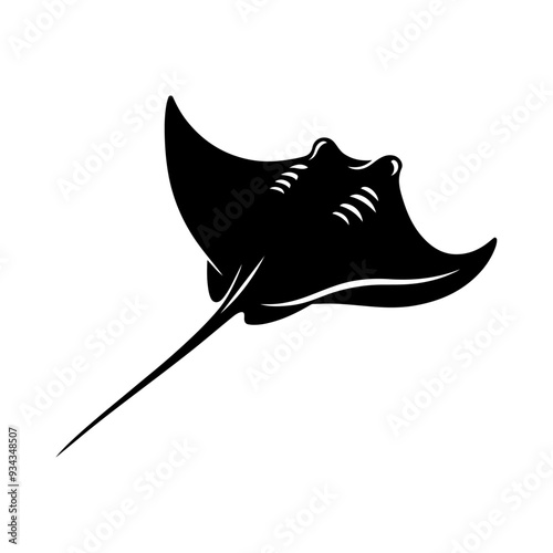 A Stingray silhouette, vector black color silhouette solid white background