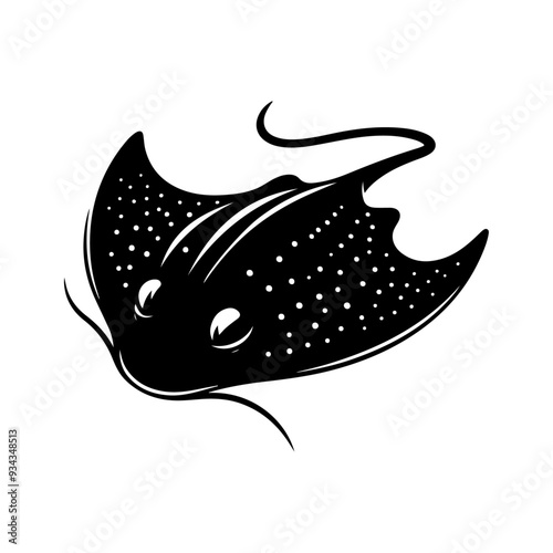 A Stingray silhouette, vector black color silhouette solid white background
