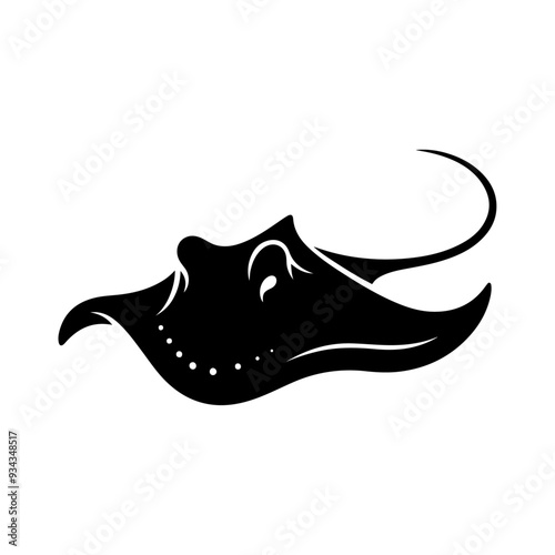 A Stingray silhouette, vector black color silhouette solid white background