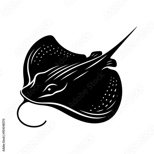 A Stingray silhouette, vector black color silhouette solid white background