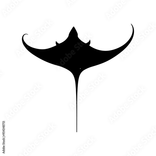 A Stingray silhouette, vector black color silhouette solid white background