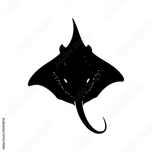 A Stingray silhouette, vector black color silhouette solid white background