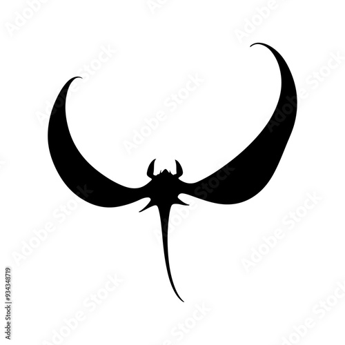 A Stingray silhouette, vector black color silhouette solid white background
