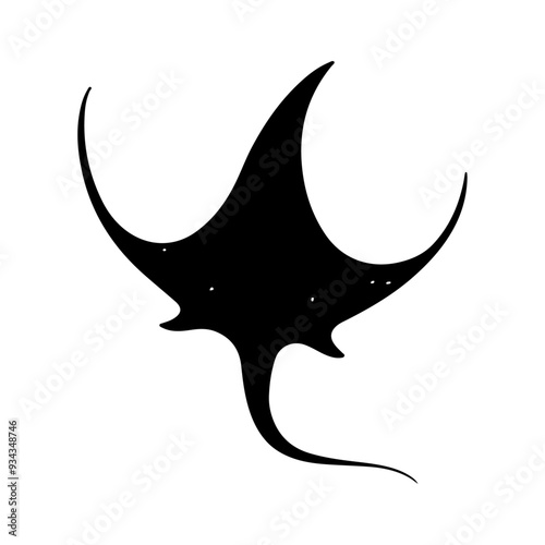 A Stingray silhouette, vector black color silhouette solid white background