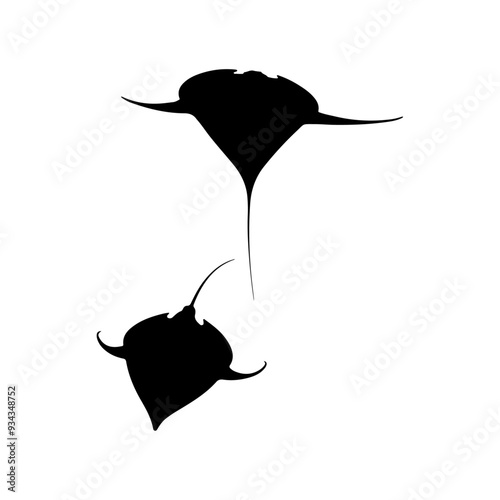 A Stingray silhouette, vector black color silhouette solid white background