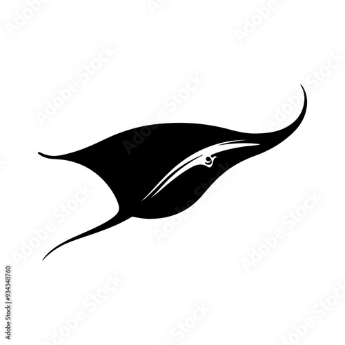A Stingray silhouette, vector black color silhouette solid white background
