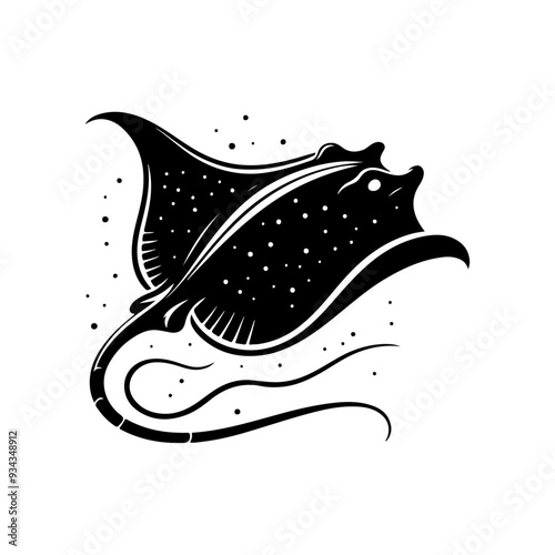 A Stingray silhouette, vector black color silhouette solid white background