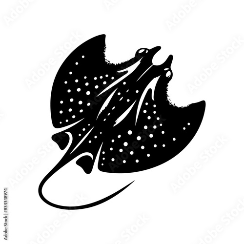 A Stingray silhouette, vector black color silhouette solid white background