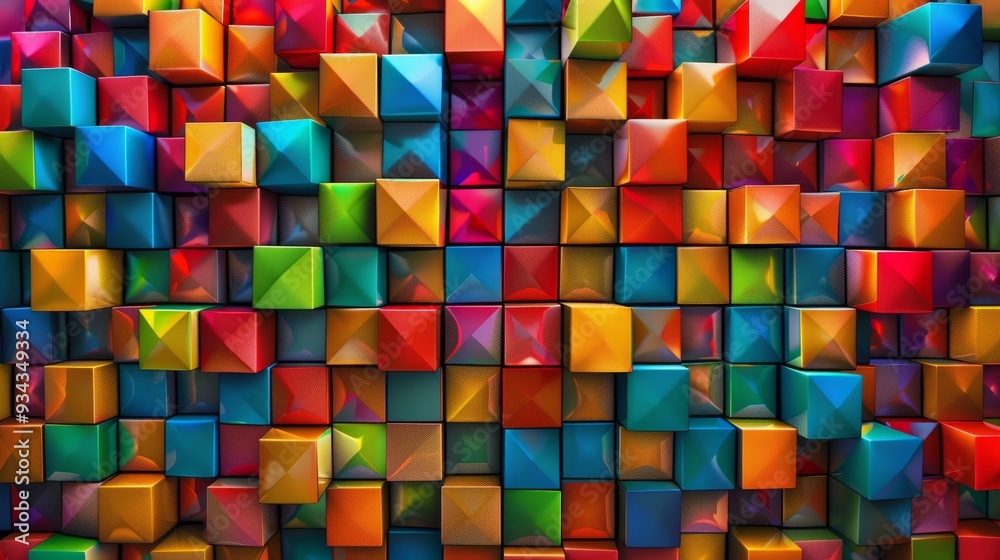 a very colorful pattern made up of small cubes a very colorful pattern made up of small cubes