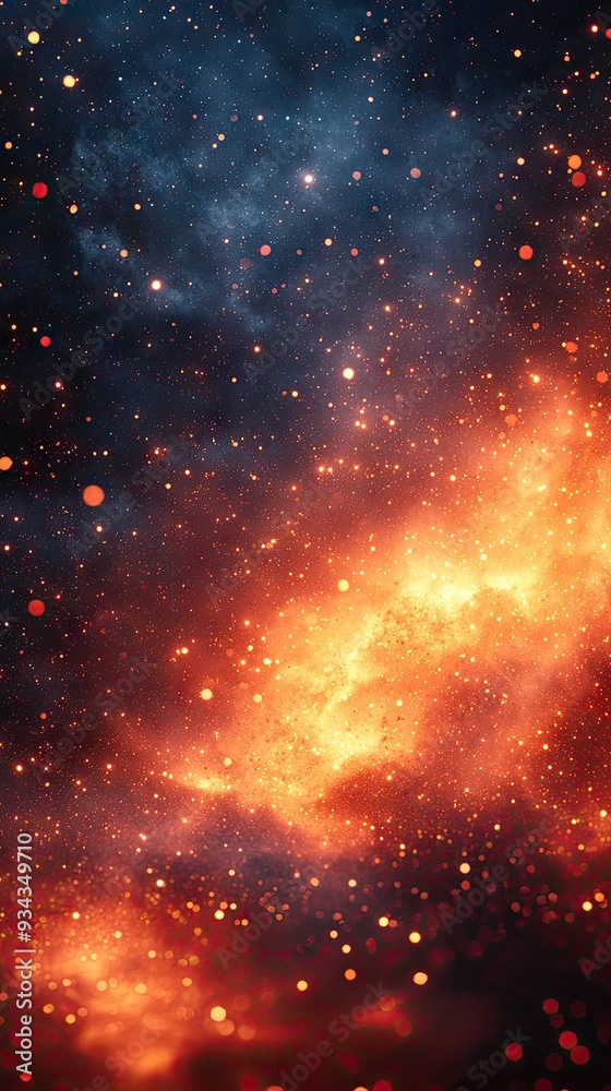 Naklejka premium Halloween Witch. Fire embers particles over a black background. Fire sparks background—abstract dark glitter fire particles lights. 