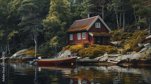 boat docked near house