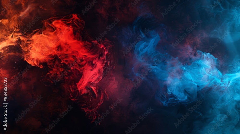 Fototapeta premium blue, red, and black smoke digital wallpaper