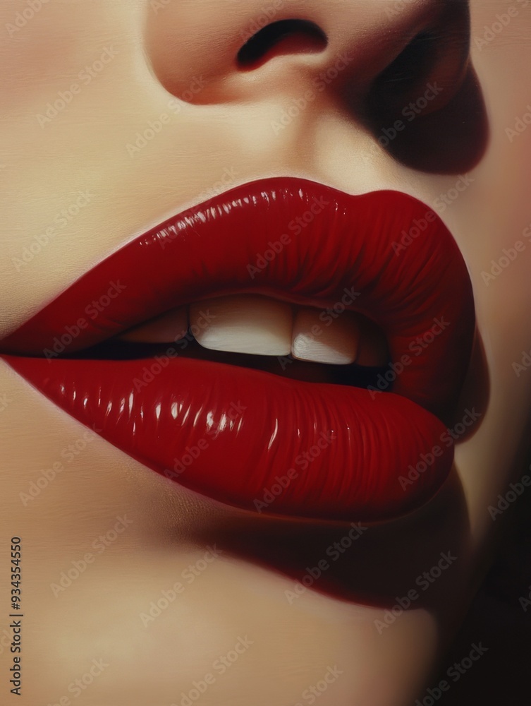 Fototapeta premium close up red lips of woman