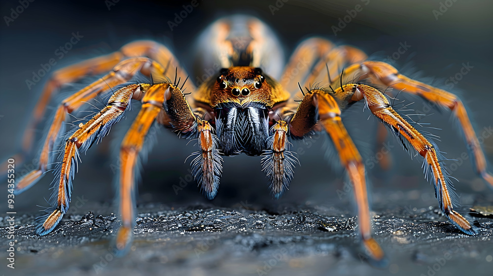 Amazon Brazilian Wandering Spider face, its eyes and fangs detailed Amazon Brazilian Wandering Spider face, its eyes and fangs detailed