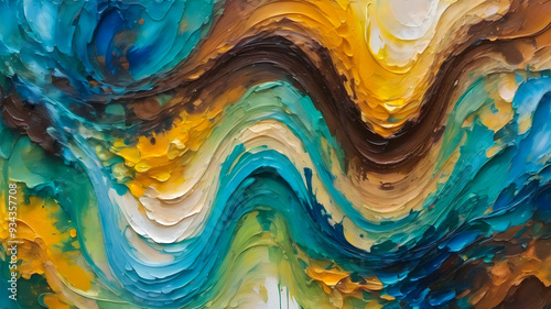 waves painted in oil. abstract wavy background	