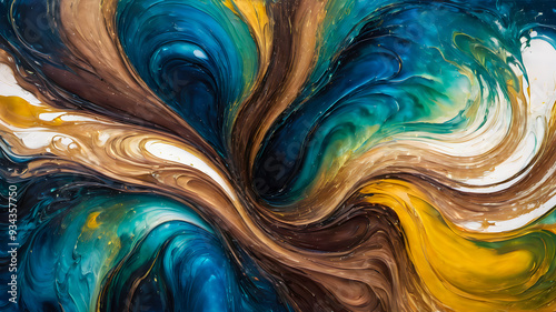 waves painted in oil. abstract wavy background	